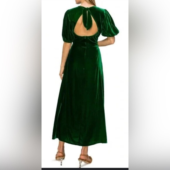 Crushed Velvet Green Open Back Dress - Final Markdown - Picture 2 of 3